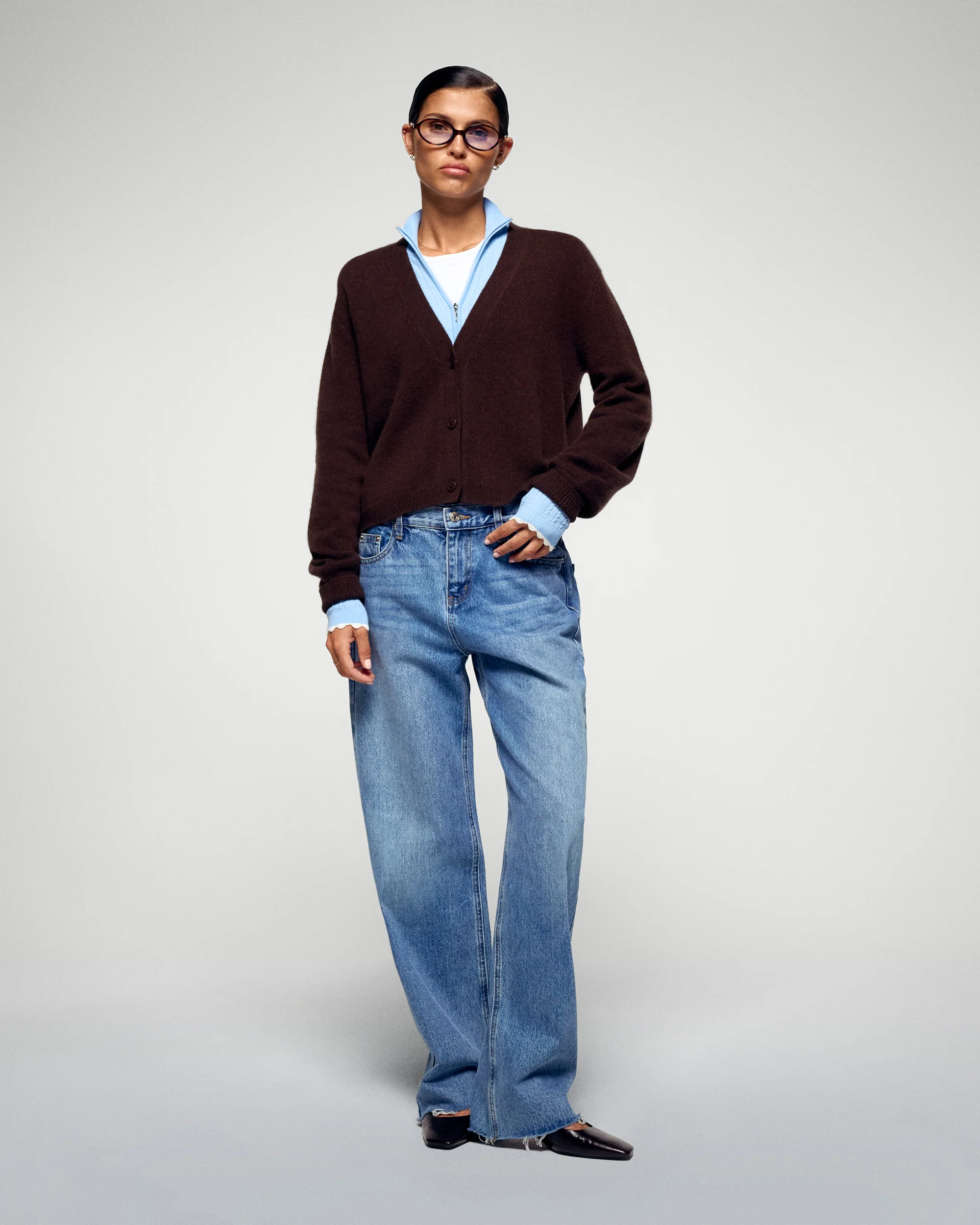 Cardigan Sweater (H25 / WOMEN / Chocolate) - Image 4