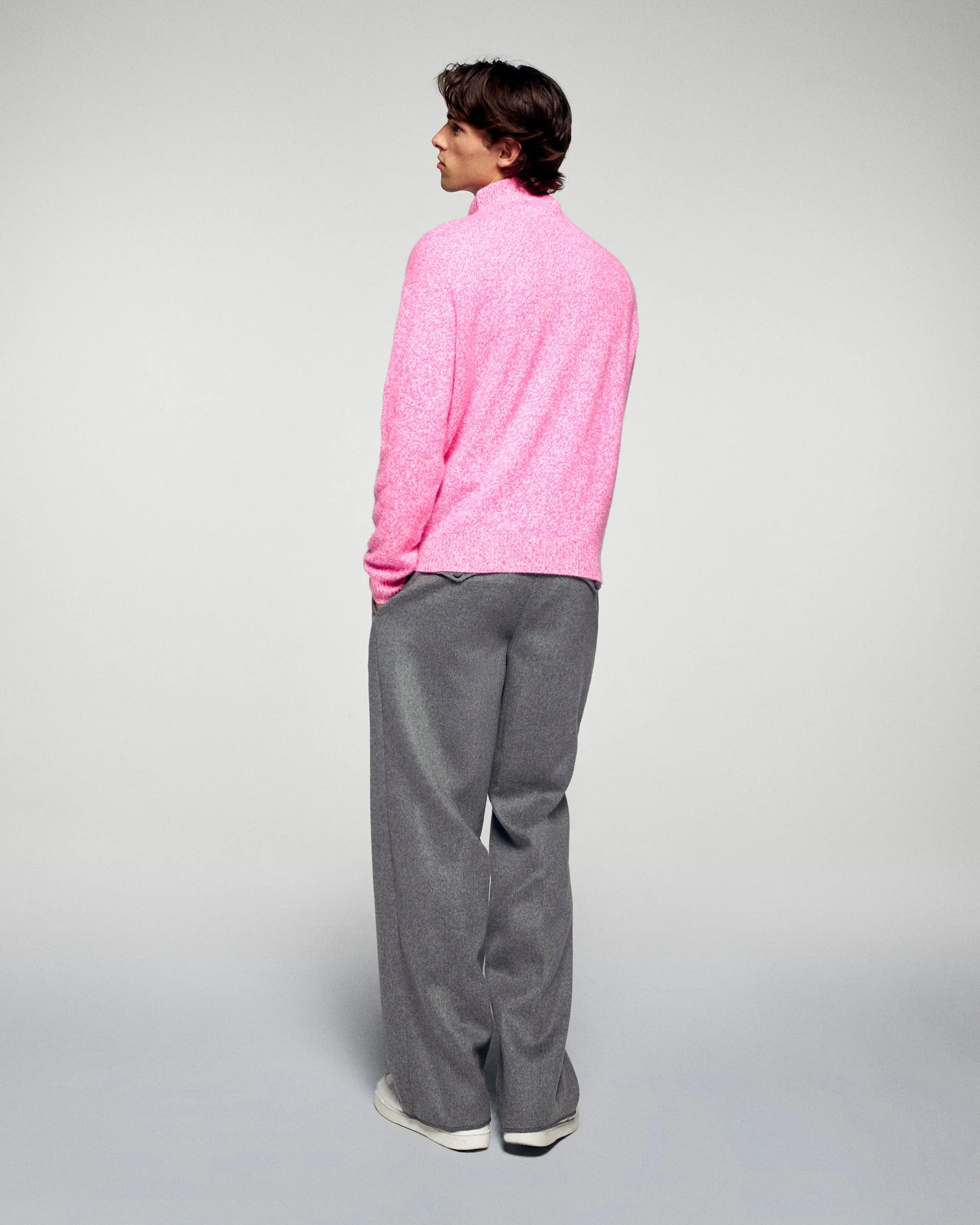Quarter Zip Neck Sweater (H25 / HOMME / Luminous Pink) - Image 4