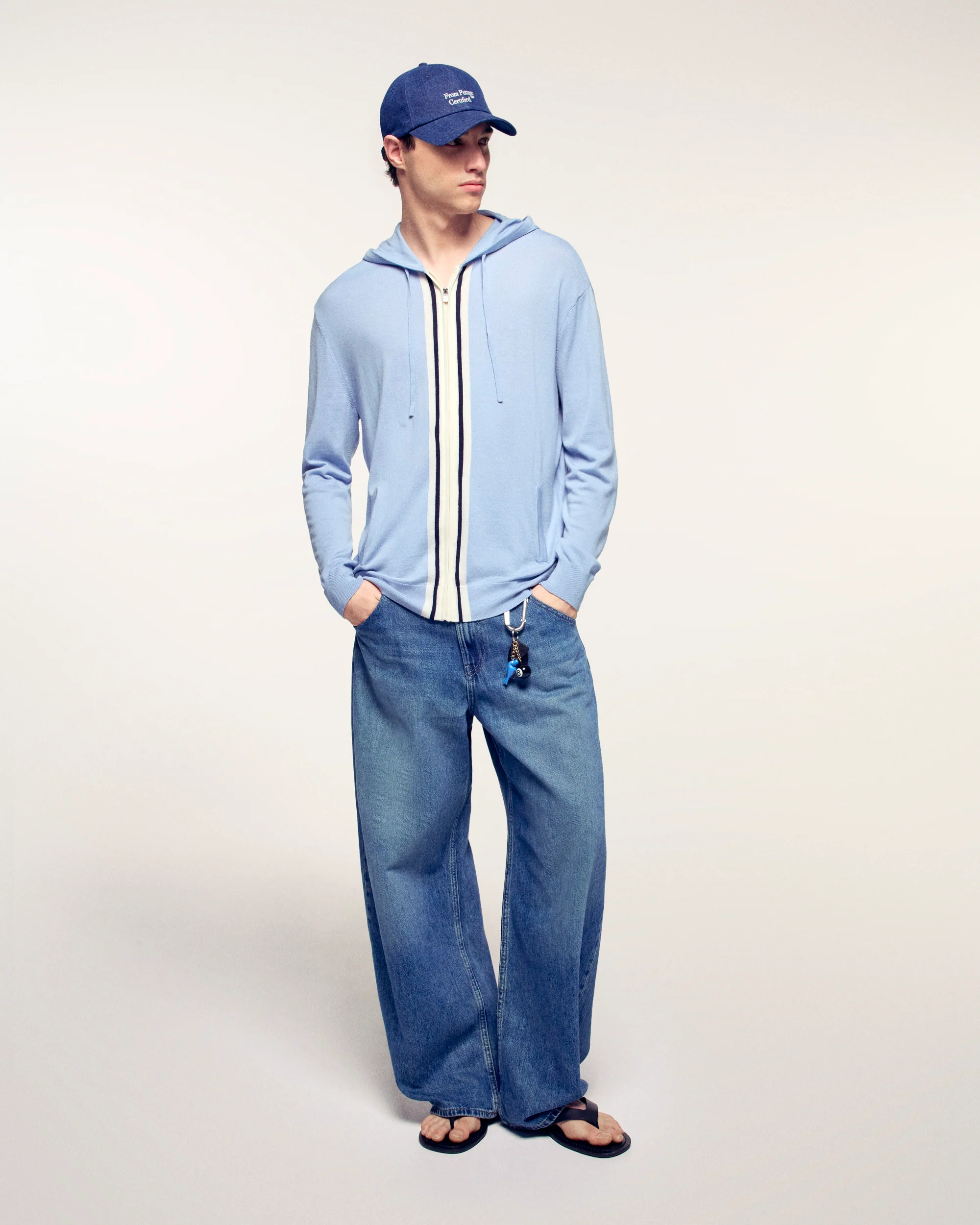 Contrasting Striped Hoodie (S26/ HOMME/ Infinity Blue) - Image 3